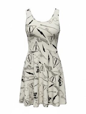 Warner Bros. Harry Potter Ivory Mini Dress with Black Graphic Icons